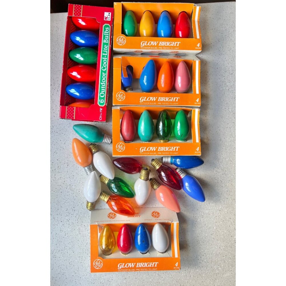 Vintage GE Glow Bright C9 1/4 Outdoor Christmas Light Bulbs Multicolor Retro